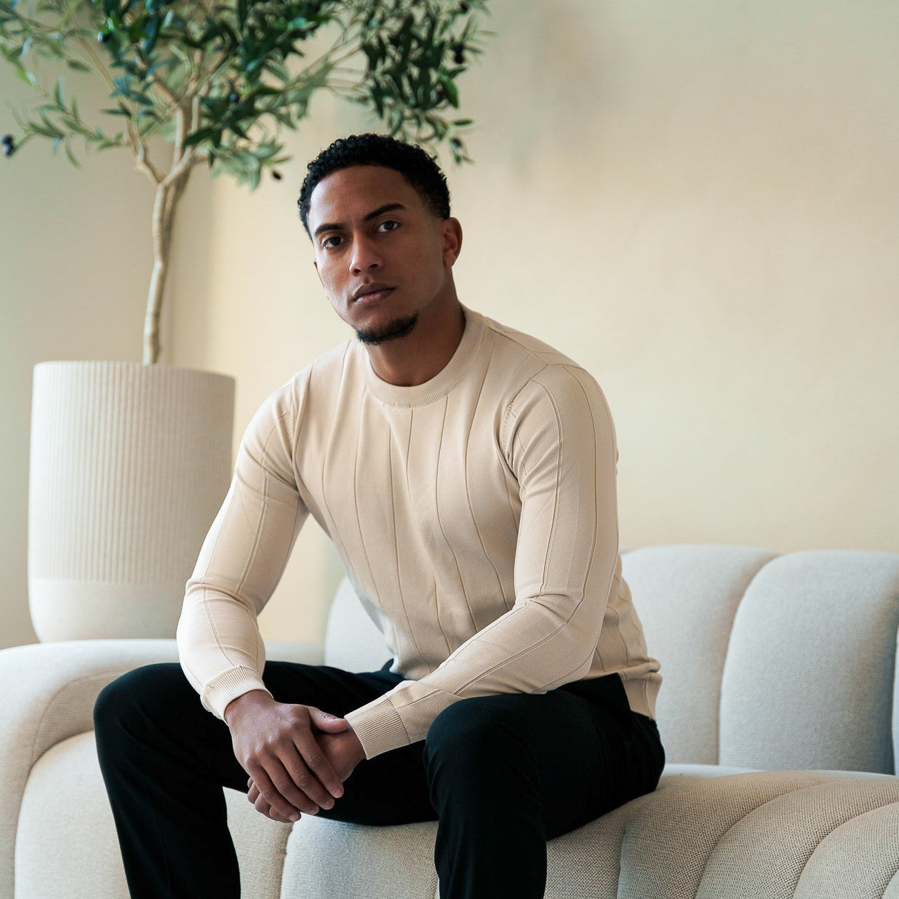 The Alexander Pullover - Marble White